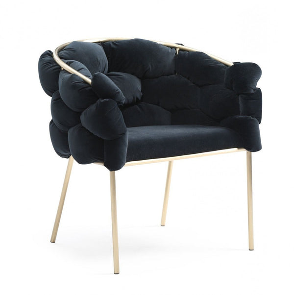 Homeroots Black Geo Velvet And Champagne Gold Velvet Dining Chair  Metal 472199