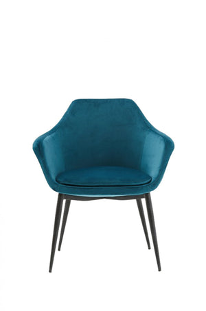 Homeroots Teal Blue And Black Upholstered Fabric Dining Arm Chair  Metal 472201