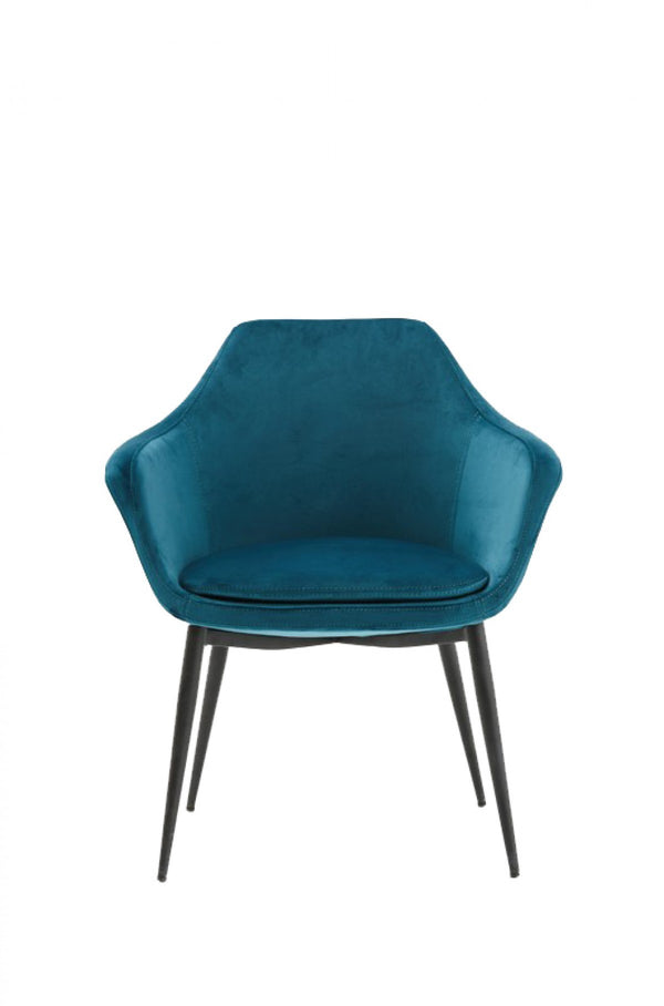 Homeroots Teal Blue And Black Upholstered Fabric Dining Arm Chair  Metal 472201