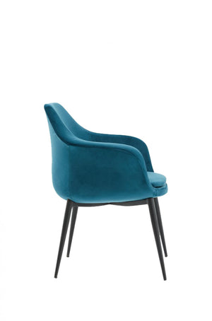 Homeroots Teal Blue And Black Upholstered Fabric Dining Arm Chair  Metal 472201