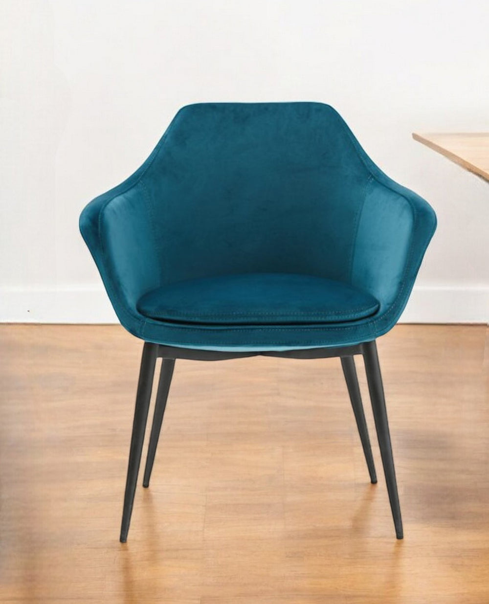 Homeroots Teal Blue And Black Upholstered Fabric Dining Arm Chair  Metal 472201