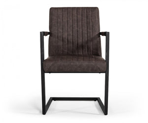 Homeroots Set Of Two Brown Faux Leather Dining Chairs  Metal 472202