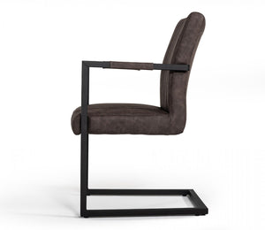 Homeroots Set Of Two Brown Faux Leather Dining Chairs  Metal 472202