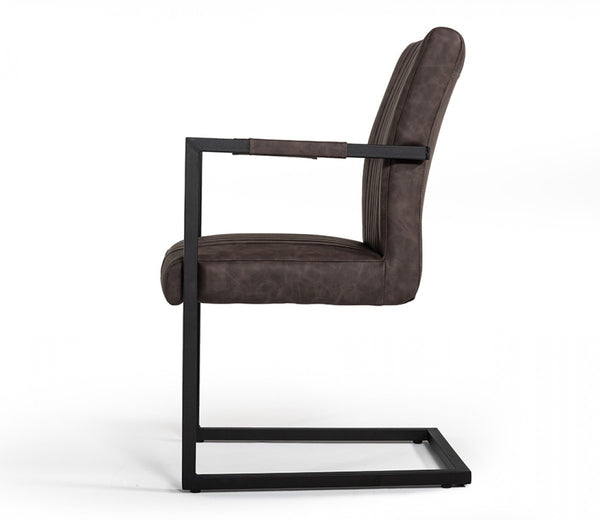 Homeroots Set Of Two Brown Faux Leather Dining Chairs  Metal 472202