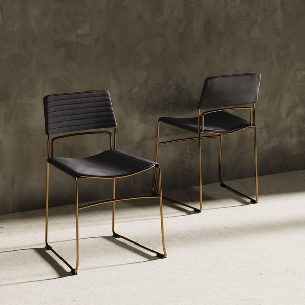 Homeroots Set Of Two Gray Gold Fabric Dining Chairs  Metal 472204