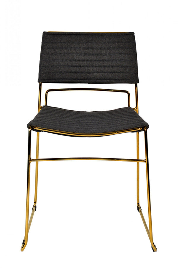 Homeroots Set Of Two Gray Gold Fabric Dining Chairs  Metal 472204