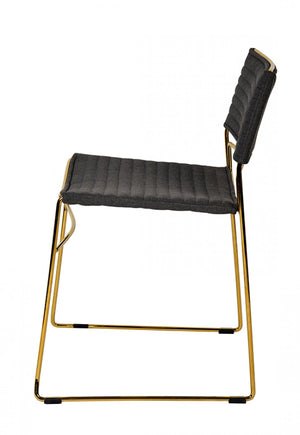 Homeroots Set Of Two Gray Gold Fabric Dining Chairs  Metal 472204