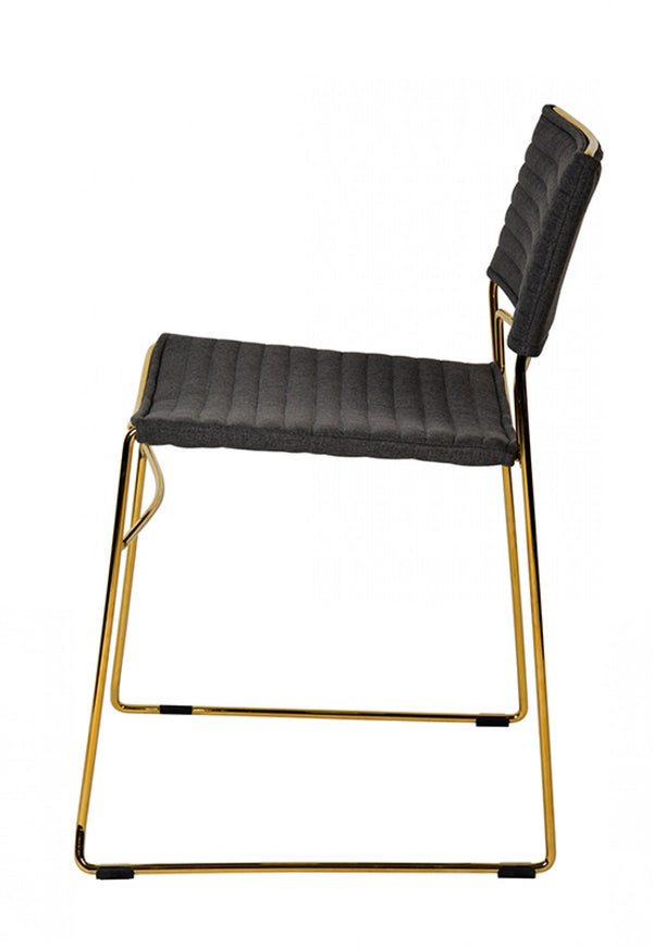 Homeroots Set Of Two Gray Gold Fabric Dining Chairs  Metal 472204