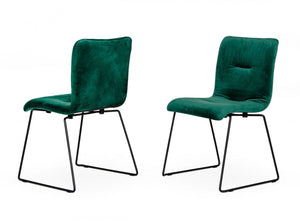 Homeroots Set Of Two Emerald Green Velvet Dining Chairs  Metal 472207
