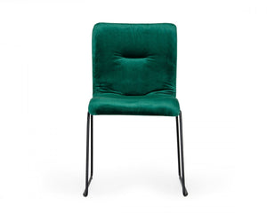 Homeroots Set Of Two Emerald Green Velvet Dining Chairs  Metal 472207