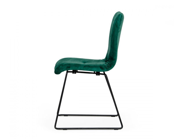 Homeroots Set Of Two Emerald Green Velvet Dining Chairs  Metal 472207