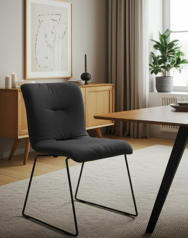 HomeRoots Set of Two Stylish Gray and Black Upholstered Dining Chairs - Modern Comfort for Every Space 472208