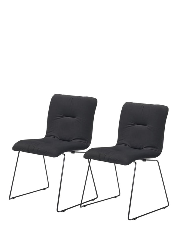 HomeRoots Set of Two Stylish Gray and Black Upholstered Dining Chairs - Modern Comfort for Every Space 472208