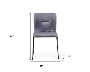 Homeroots Set Of Two Gray Velvet Dining Chairs  Metal 472209
