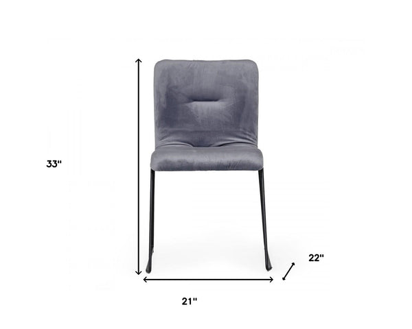 Homeroots Set Of Two Gray Velvet Dining Chairs  Metal 472209