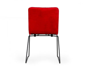 Homeroots Set Of Two Red Velvet Dining Chairs  Metal 472210