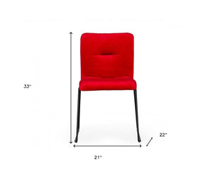 Homeroots Set Of Two Red Velvet Dining Chairs  Metal 472210