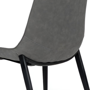 Homeroots Set Of Two Gray Faux Leather Dining Chairs  Metal 472213