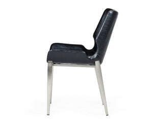 Homeroots Set Of Two Black Faux Leather Moder Dining Chairs  Metal 472214