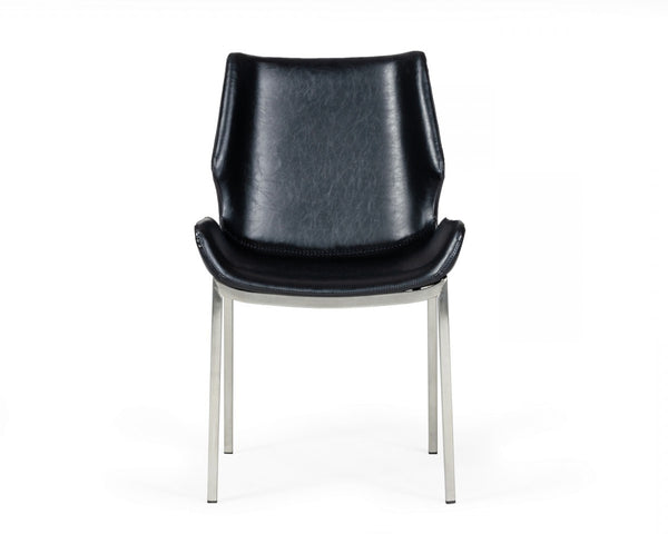 Homeroots Set Of Two Black Faux Leather Moder Dining Chairs  Metal 472214