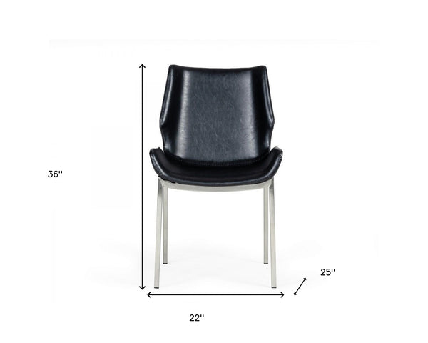 Homeroots Set Of Two Black Faux Leather Moder Dining Chairs  Metal 472214