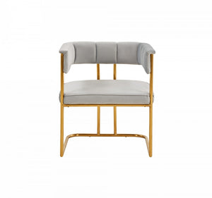 Homeroots Gray And Gold Upholstered Fabric Dining Arm Chair  Metal 472215