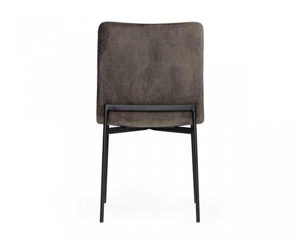 Homeroots Set Of Two Brown And Black Upholstered Fabric Dining Side Chairs  Metal 472216