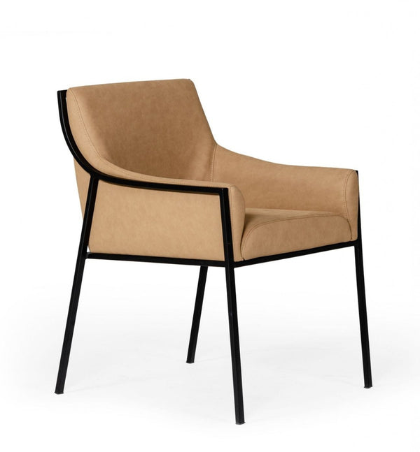 Homeroots Tan Suede Dining Chair  Metal 472221