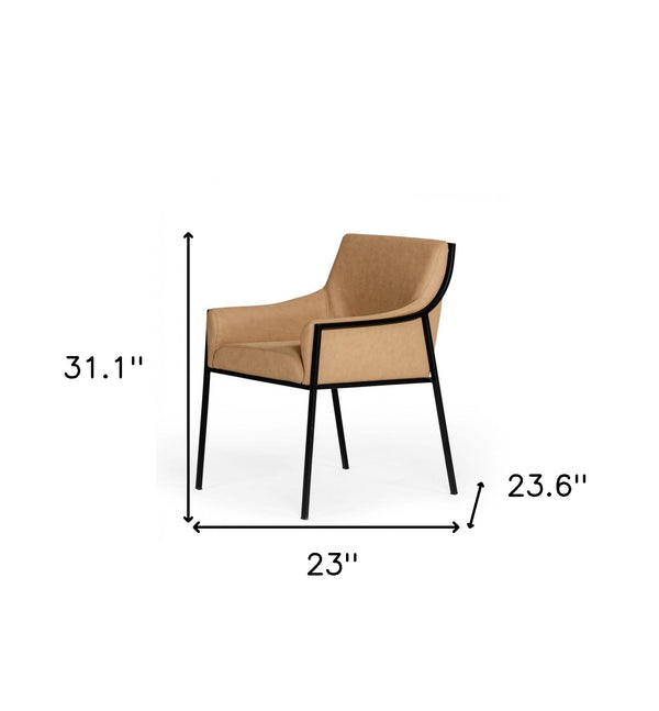 Homeroots Tan Suede Dining Chair  Metal 472221