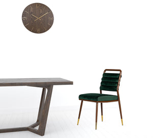 Homeroots Contempo Dark Green And Walnut Velvet Dining Chair  Metal 472222