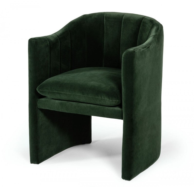 HomeRoots Green Velvet Arm Chair Upholstered Dining Seat with Elegant Contemporary Appeal 472224