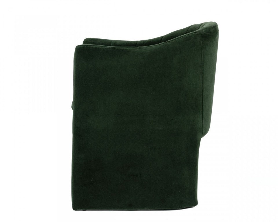 HomeRoots Green Velvet Arm Chair Upholstered Dining Seat with Elegant Contemporary Appeal 472224