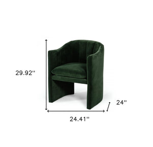 Homeroots Dark Green Velvet Modern Curvilinear Dining Chair  Metal 472224