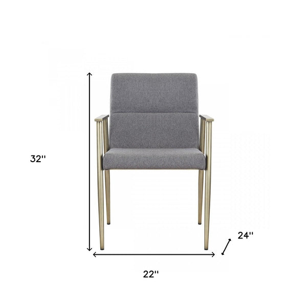 Homeroots Gray Antique Brass Contemporary Dining Chair  Metal 472225
