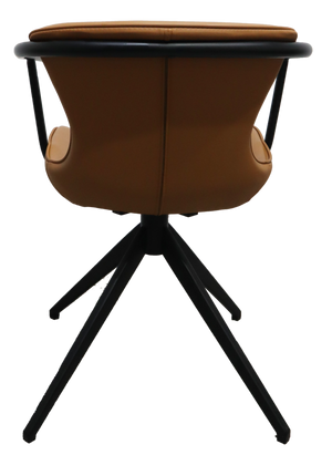 Homeroots Camel And Black Upholstered Faux Leather Dining Arm Chair  Metal 472229