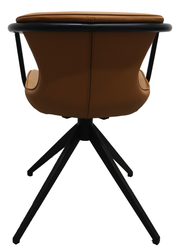 Homeroots Camel And Black Upholstered Faux Leather Dining Arm Chair  Metal 472229