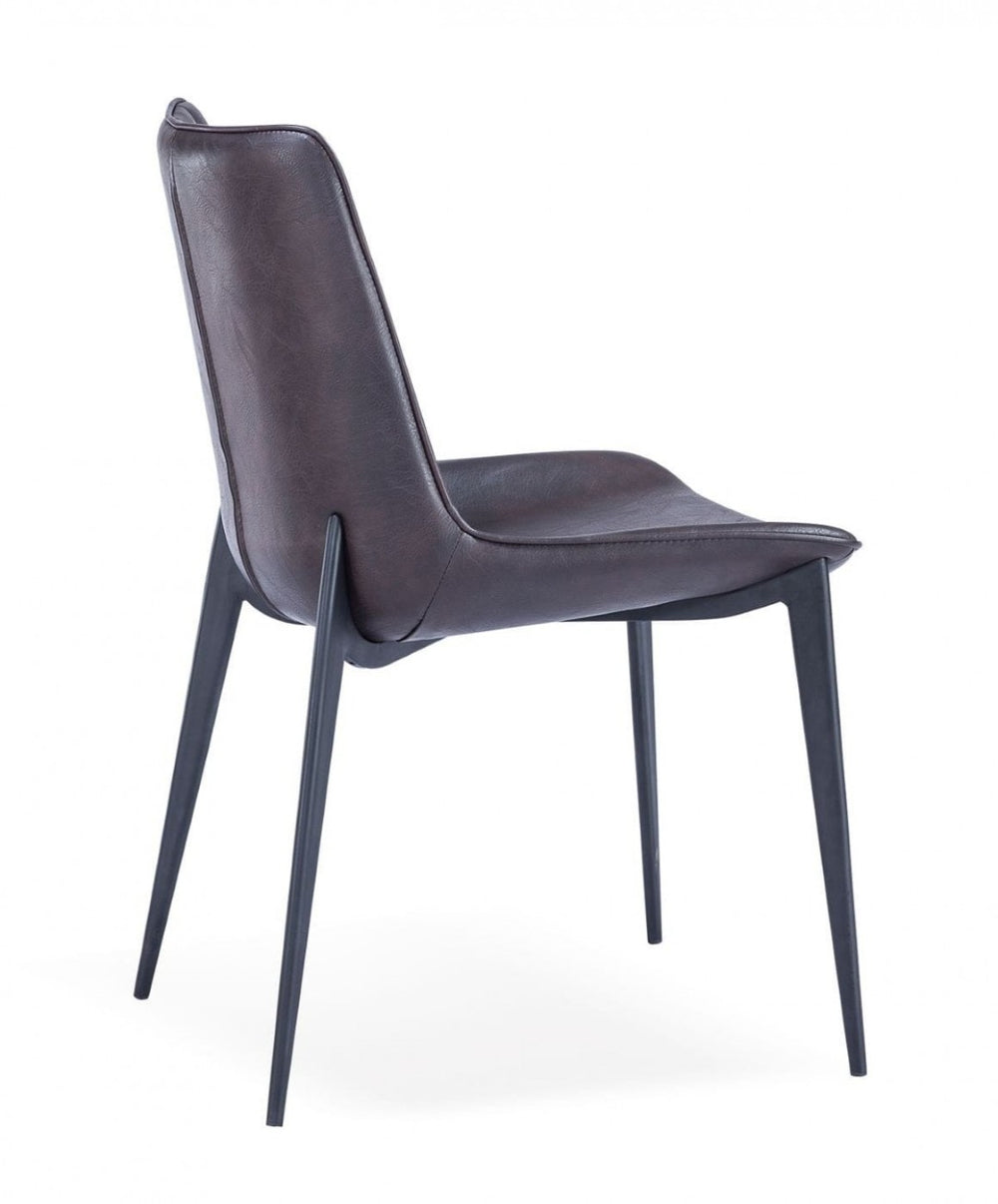 HomeRoots Set of Two Stylish Brown and Black Faux Leather Dining Side Chairs for Modern Homes and Spaces 472231
