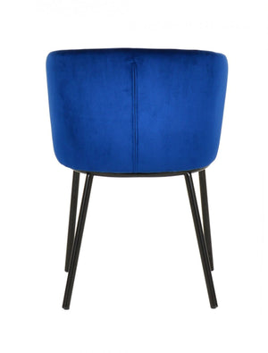 Homeroots Set Of Two Royal Blue Velvet And Black Modern Dining Chairss  Metal 472233