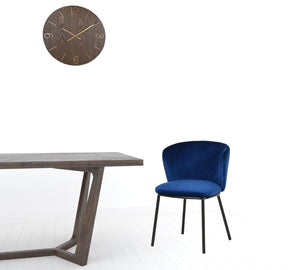 Homeroots Set Of Two Royal Blue Velvet And Black Modern Dining Chairss  Metal 472233