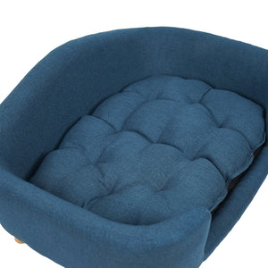 English Elm Christopher Knight Home® - DOG Bed Mid-Century Modern Small (11–25 lbs) Navy Fabric Plush Tufted Cushion with Birch Legs, 30.5x23x11 N779P179967B
