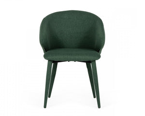 Homeroots Set Of Two Green Fabric Wrapped Dining Chairs  Metal 472234