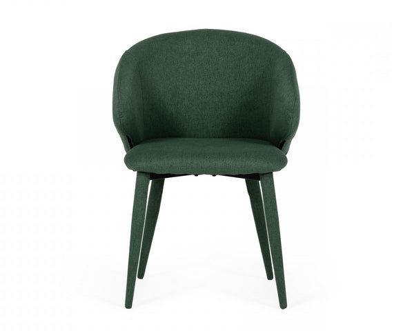 Homeroots Set Of Two Green Fabric Wrapped Dining Chairs  Metal 472234