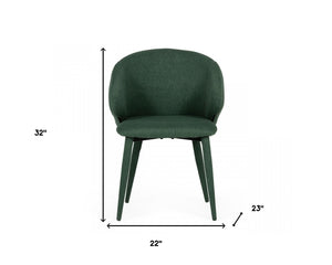 Homeroots Set Of Two Green Fabric Wrapped Dining Chairs  Metal 472234