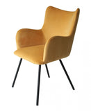 Homeroots Yellow Curvy Velvet And Black Modern Dining Chair  Metal 472238