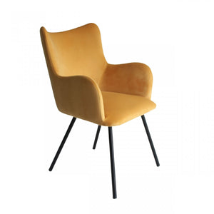 Homeroots Yellow Curvy Velvet And Black Modern Dining Chair  Metal 472238