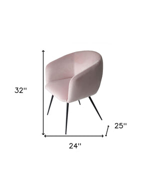 Homeroots Pink Velvet Modern Dining Chair  Metal 472239