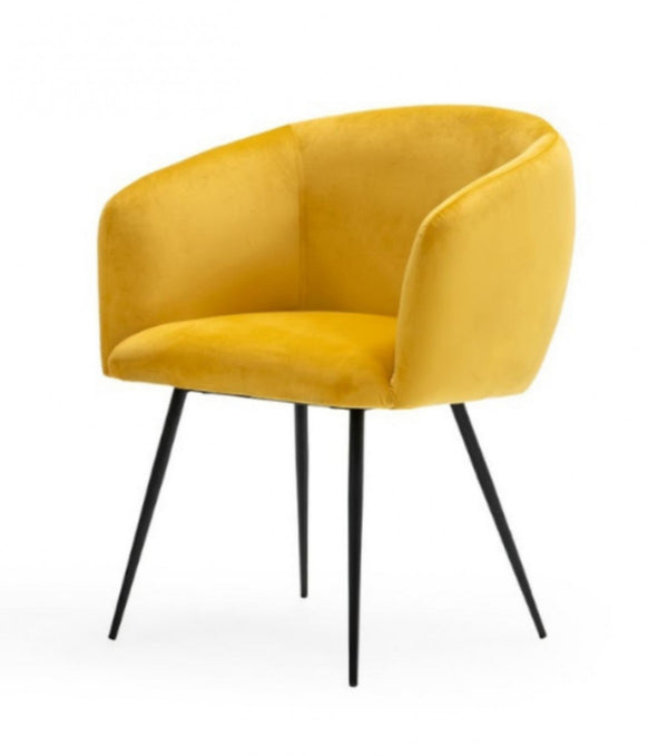Homeroots Yellow Velvet Modern Dining Chair  Metal 472240