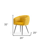 Homeroots Yellow Velvet Modern Dining Chair  Metal 472240