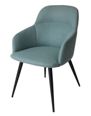 Homeroots Teal And Black Linen Ergo Modern Dining Chair  Metal 472241