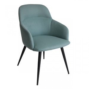Homeroots Teal And Black Linen Ergo Modern Dining Chair  Metal 472241